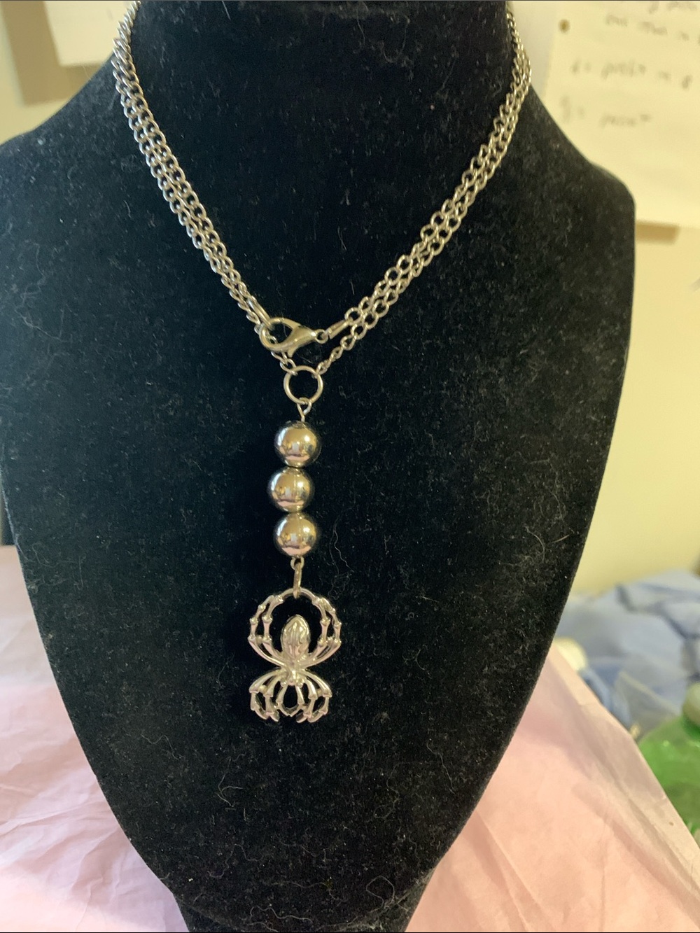 Silver-Tone Spider Pendant Necklace - Women's Jewelry